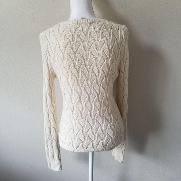 Ann Taylor Loft Cream Cable Knit Sweater Womens S - Picture 3 of 3
